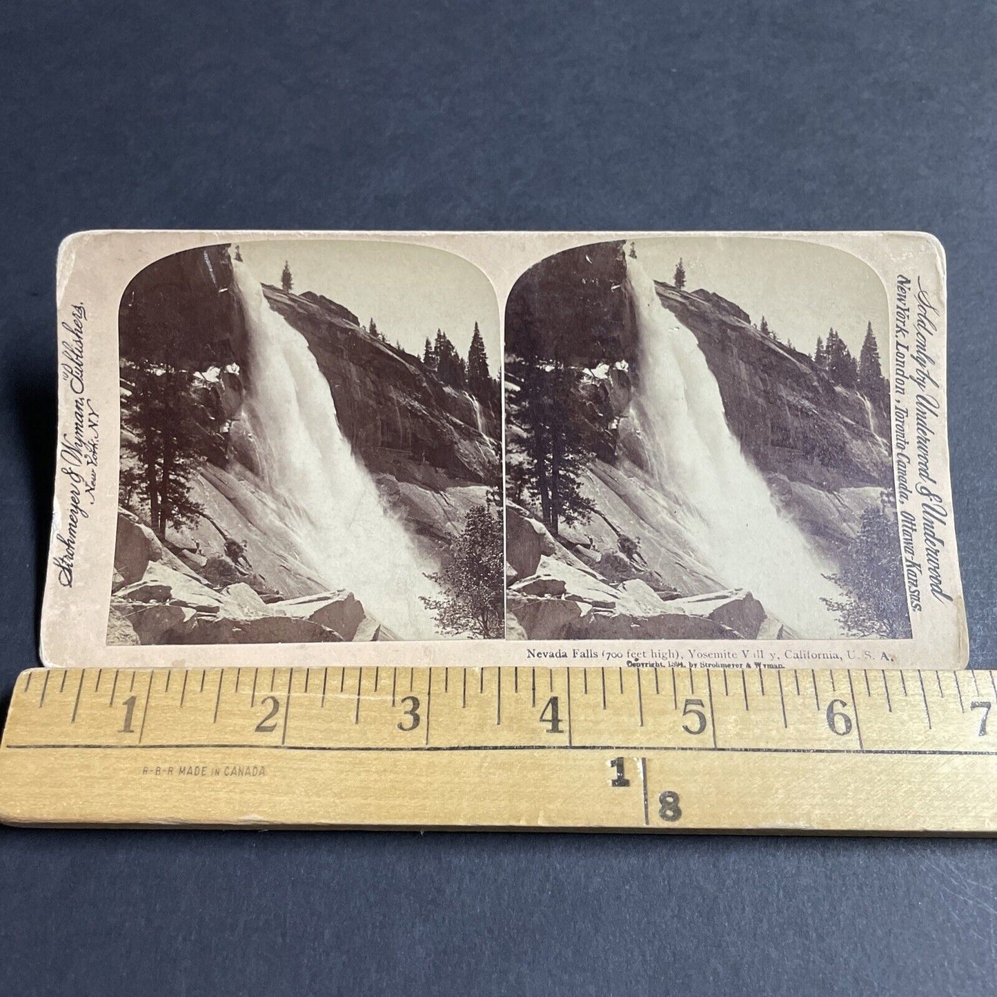 Antique 1894 Nevada Falls Yosemite Park California Stereoview Photo Card P4355