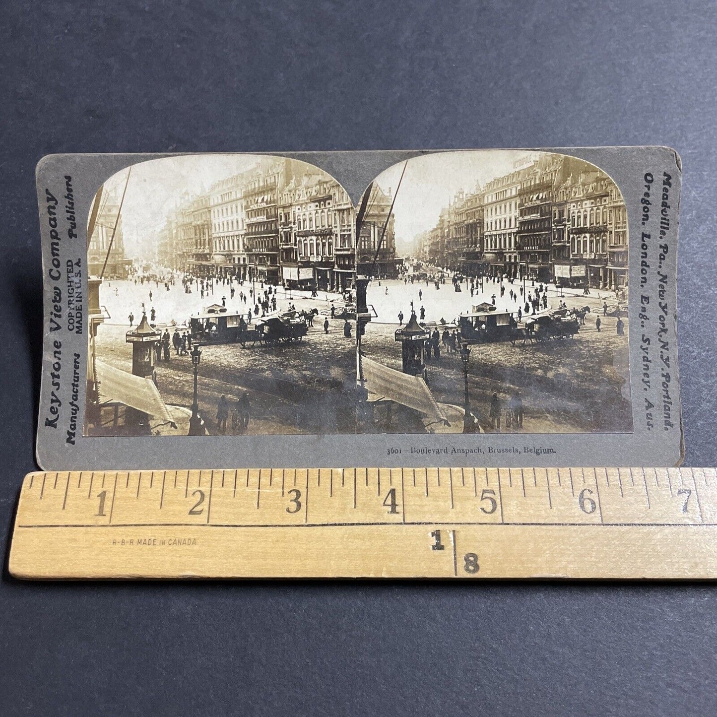 Antique 1903 The Main Street In Brussels Belgium Stereoview Photo Card P5123