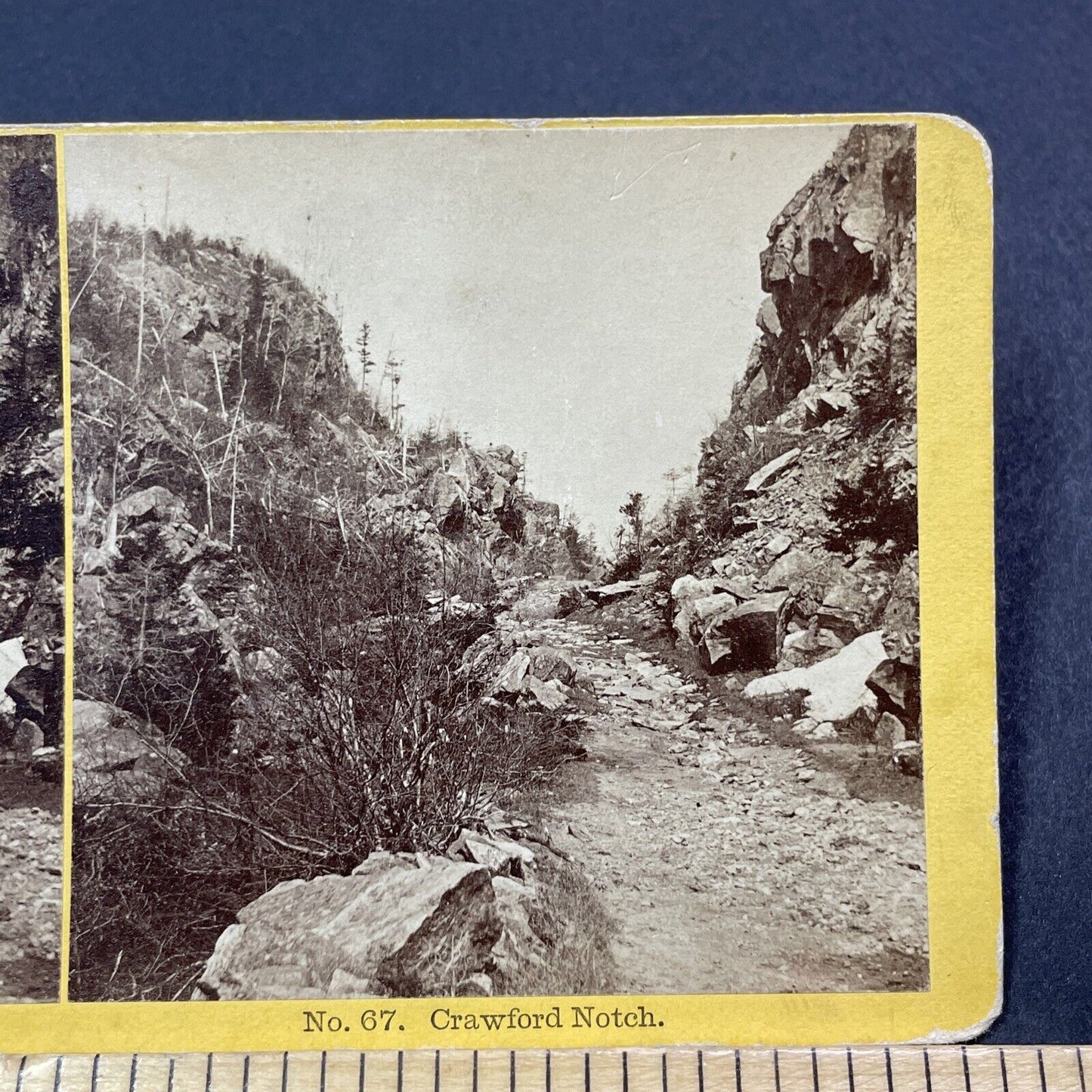 Antique 1870s Crawford Notch Horse & Buggy Road NH Stereoview Photo Card V1995