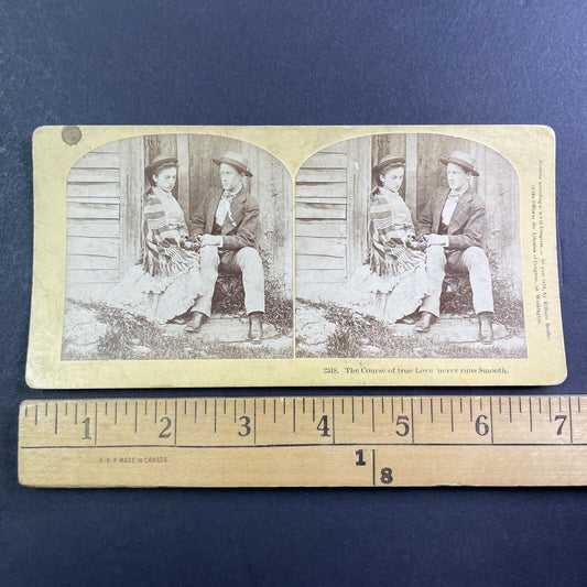 Man and Woman Have an Argument Stereoview BW Kilburn Antique c1876 X4078