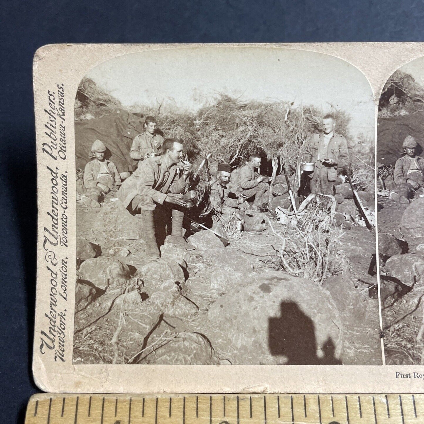 Antique 1900 Irish Soldiers Fighting In The Boer War Stereoview Photo Card P5557