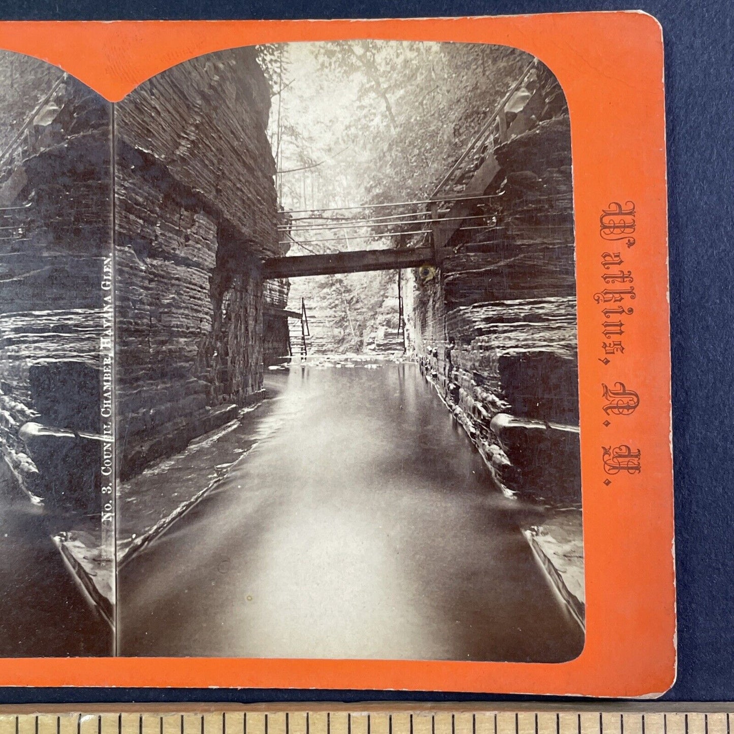 Council Chamber Watkins Glen New York Stereoview R.D. Crum Antique c1870 Y1038