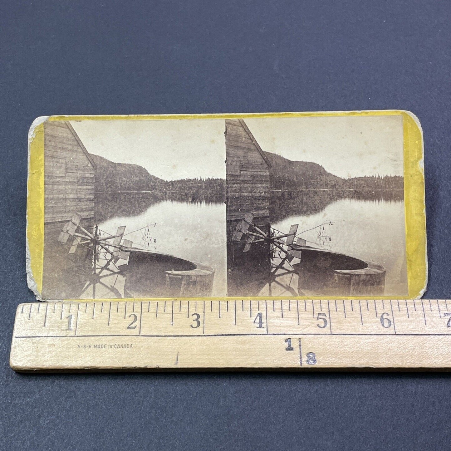 Antique 1870s Broken Mill Paddle Echo Lake NH Stereoview Photo Card V1959