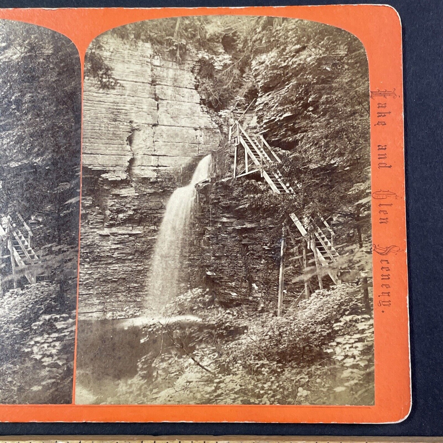 Watkins Glen Eagle Cliff New York Stereoview George F. Gates c1865 Y1825