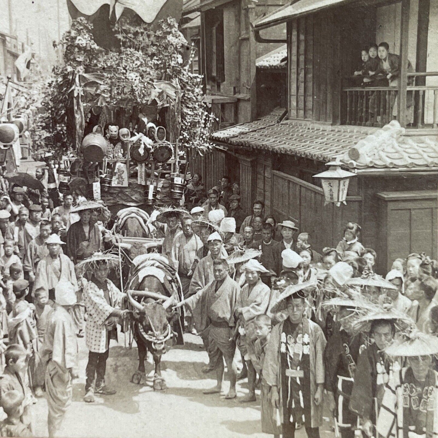 Antique 1901 Traditional Wedding Parade Tokyo Japan Stereoview Photo Card P3775