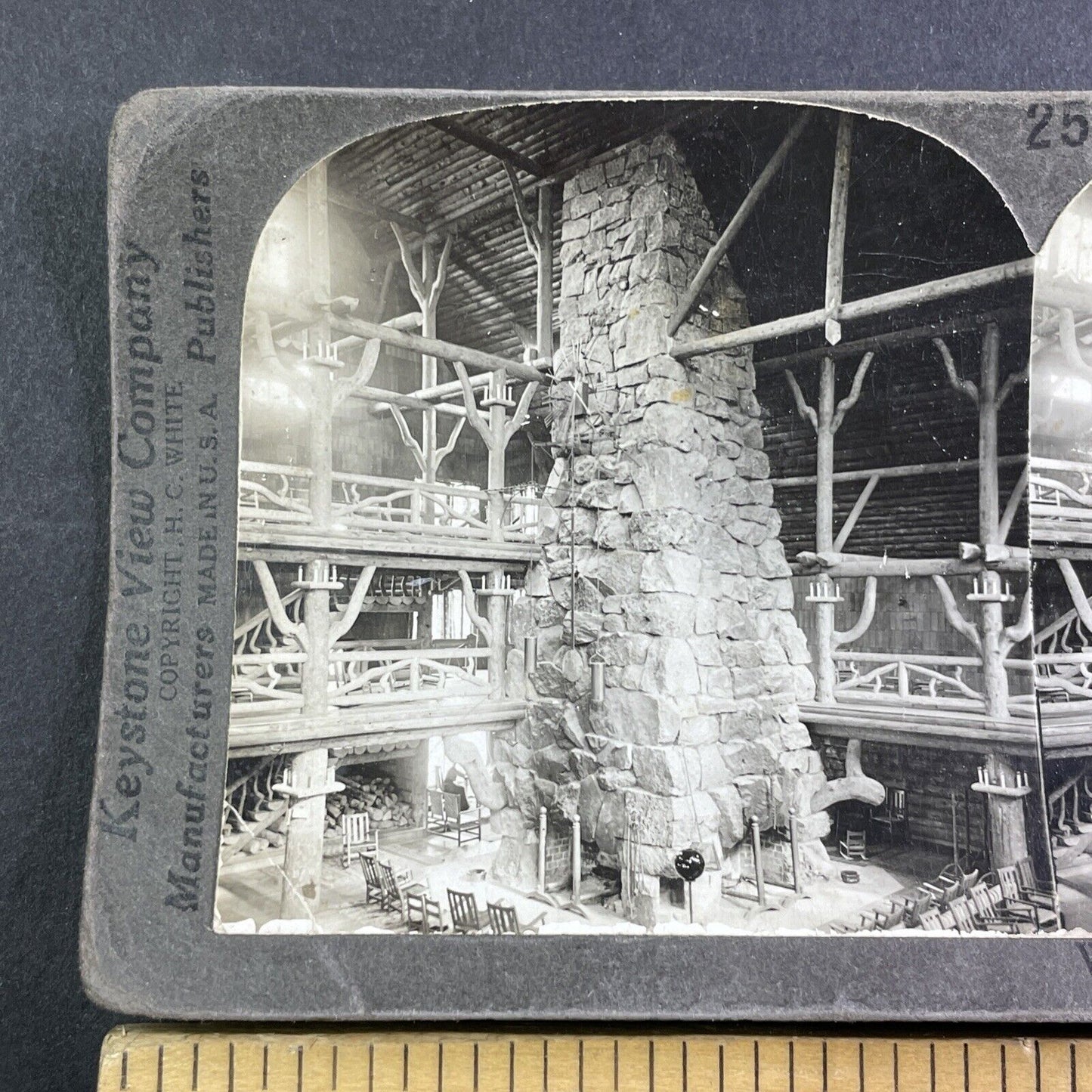 The Great Stone Chimney Stereoview Yellowstone Park Wyoming Antique c1909 Y121