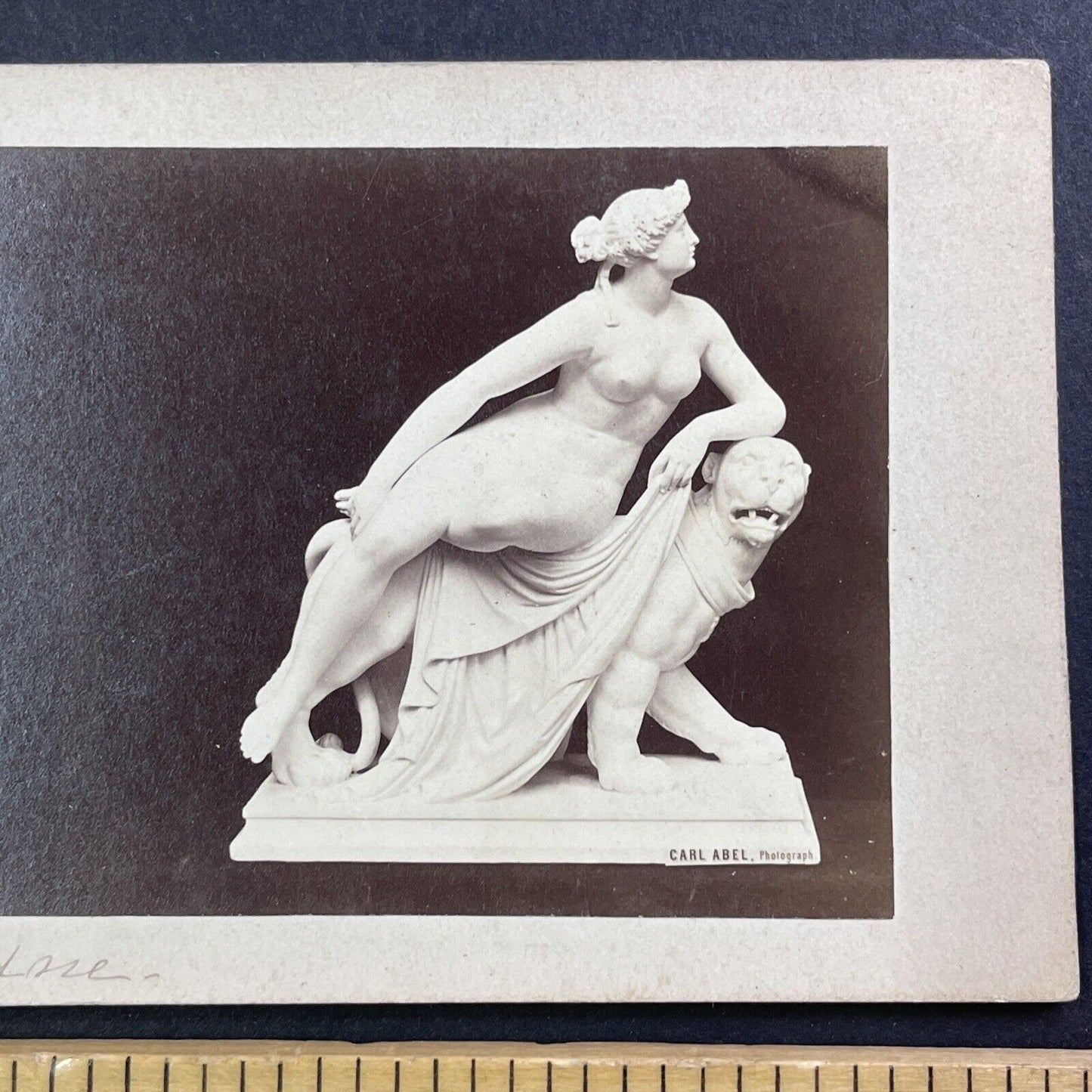 Sculpture of Ariadne (Front View) Stereoview Carl Abel Antique c1860s Y013