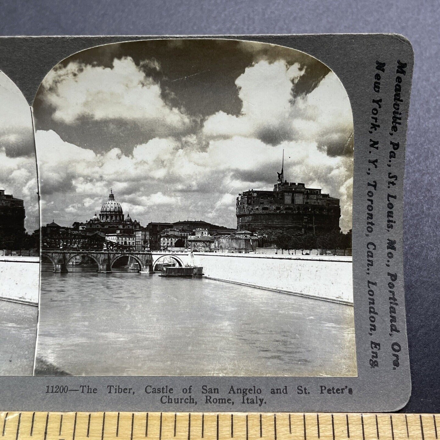 Antique 1904 Castle Of San Angelo Rome Italy Stereoview Photo Card V2877