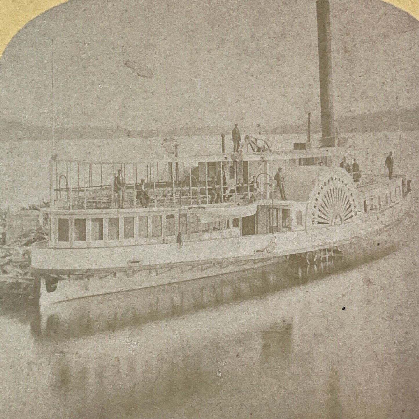 Lady Of The Lake Steamboat Stereoview Lake Winnipesaukee Antique c1872 X2441