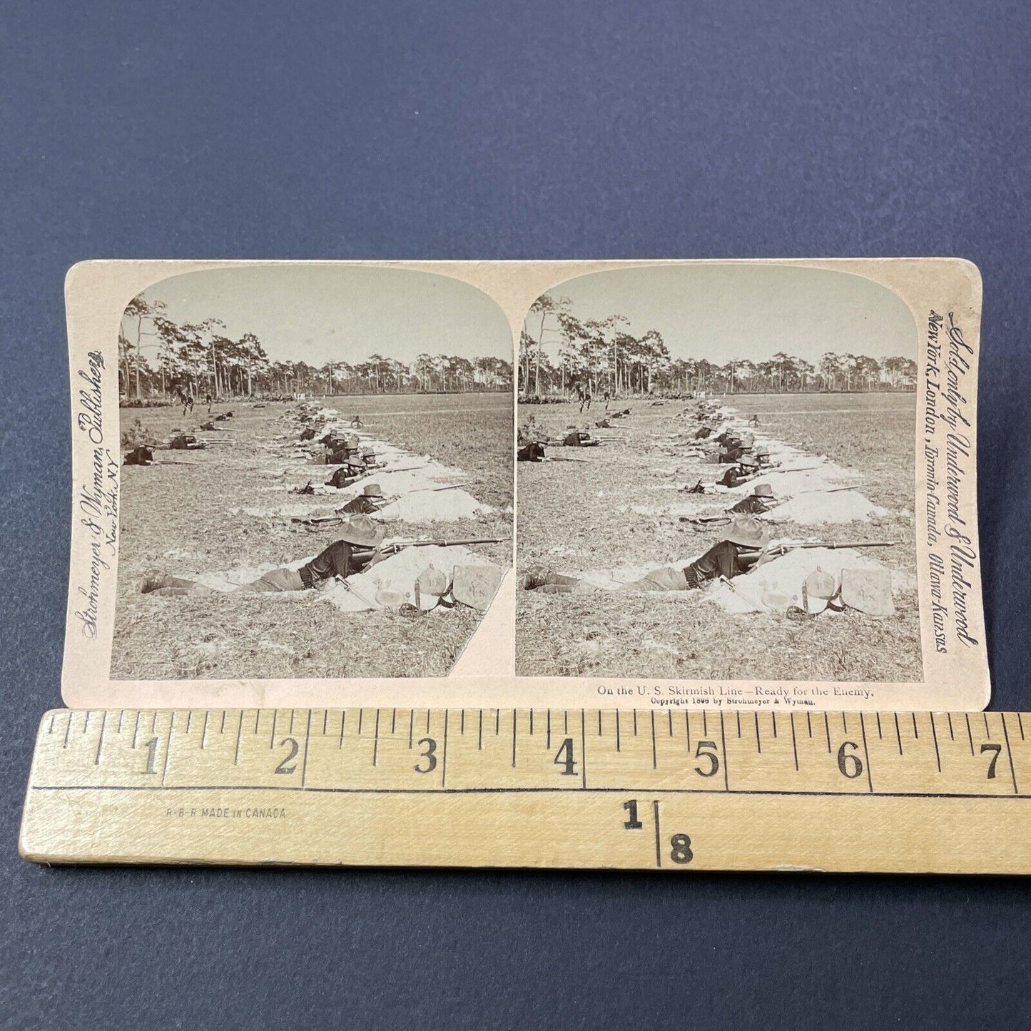 Antique 1898 US Army Marksmen Rifleman Soldiers Stereoview Photo Card V3284