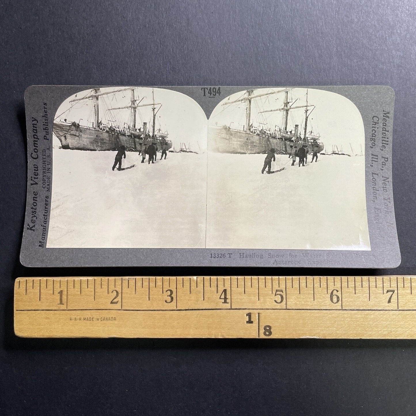 Antique 1898 RV Belgica Trapped In Ice Antarctica Stereoview Photo Card P1585