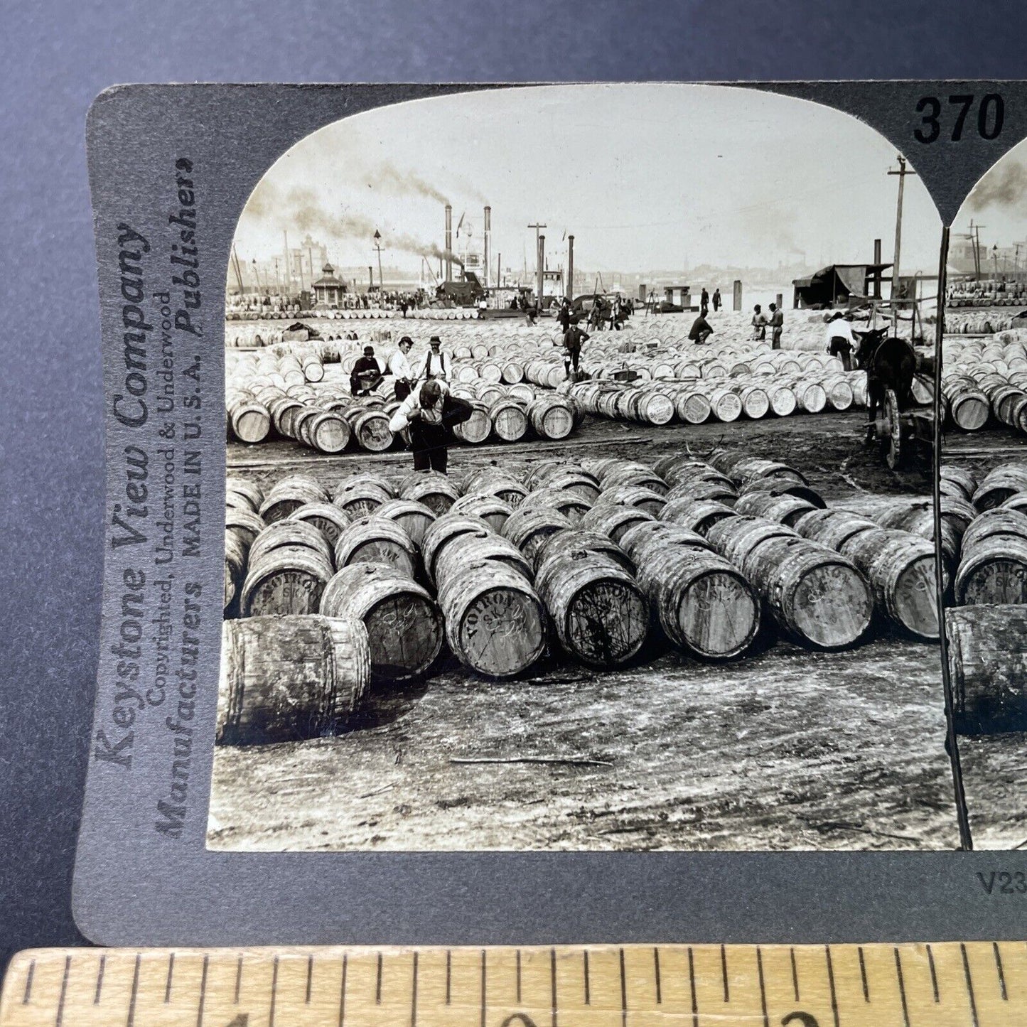 Antique 1910s Sugar And Rum Barrels New Orleans LA Stereoview Photo Card P3218