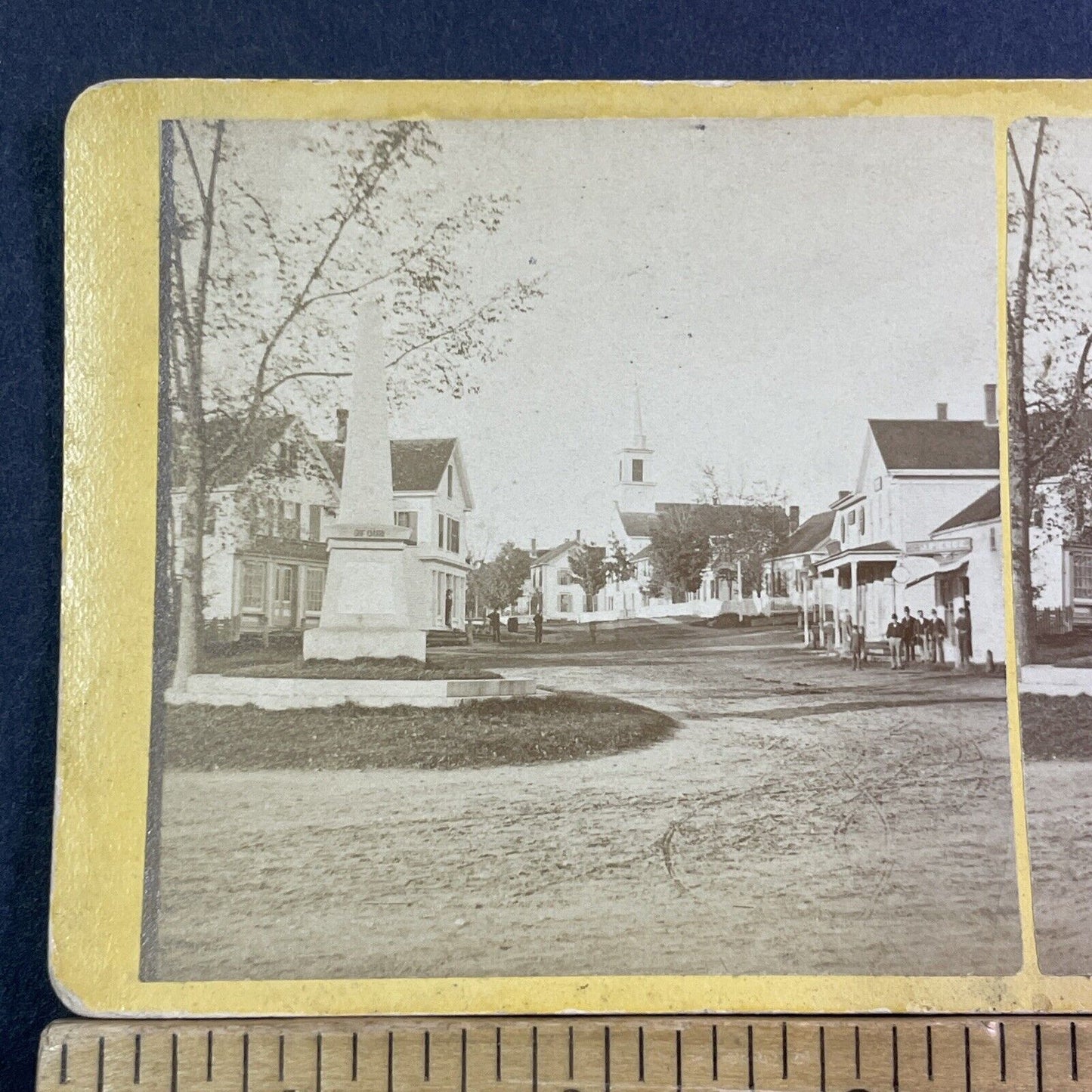 Paris Maine Civil War Monument Stereoview Town View Antique c1870 X1899