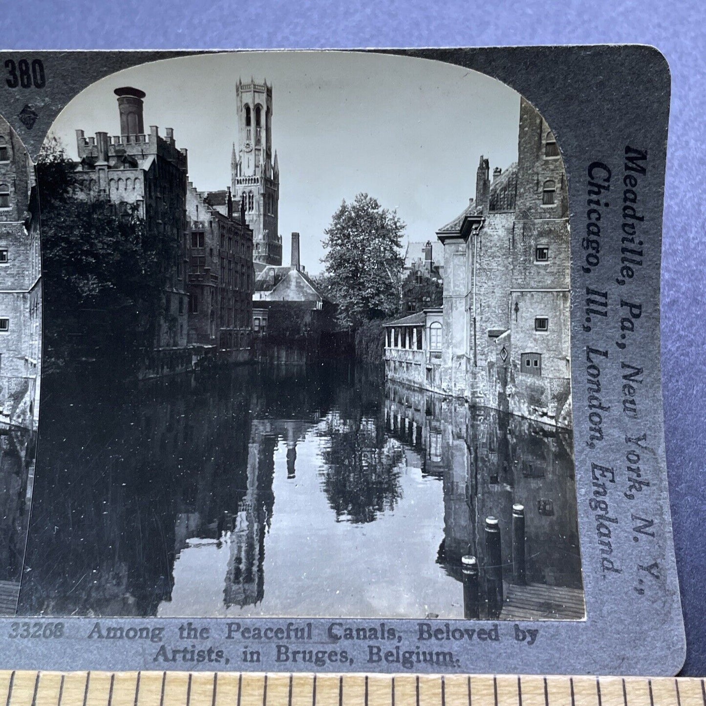 Antique 1930s Old City Of Bruges Belgium Stereoview Photo Card V2929