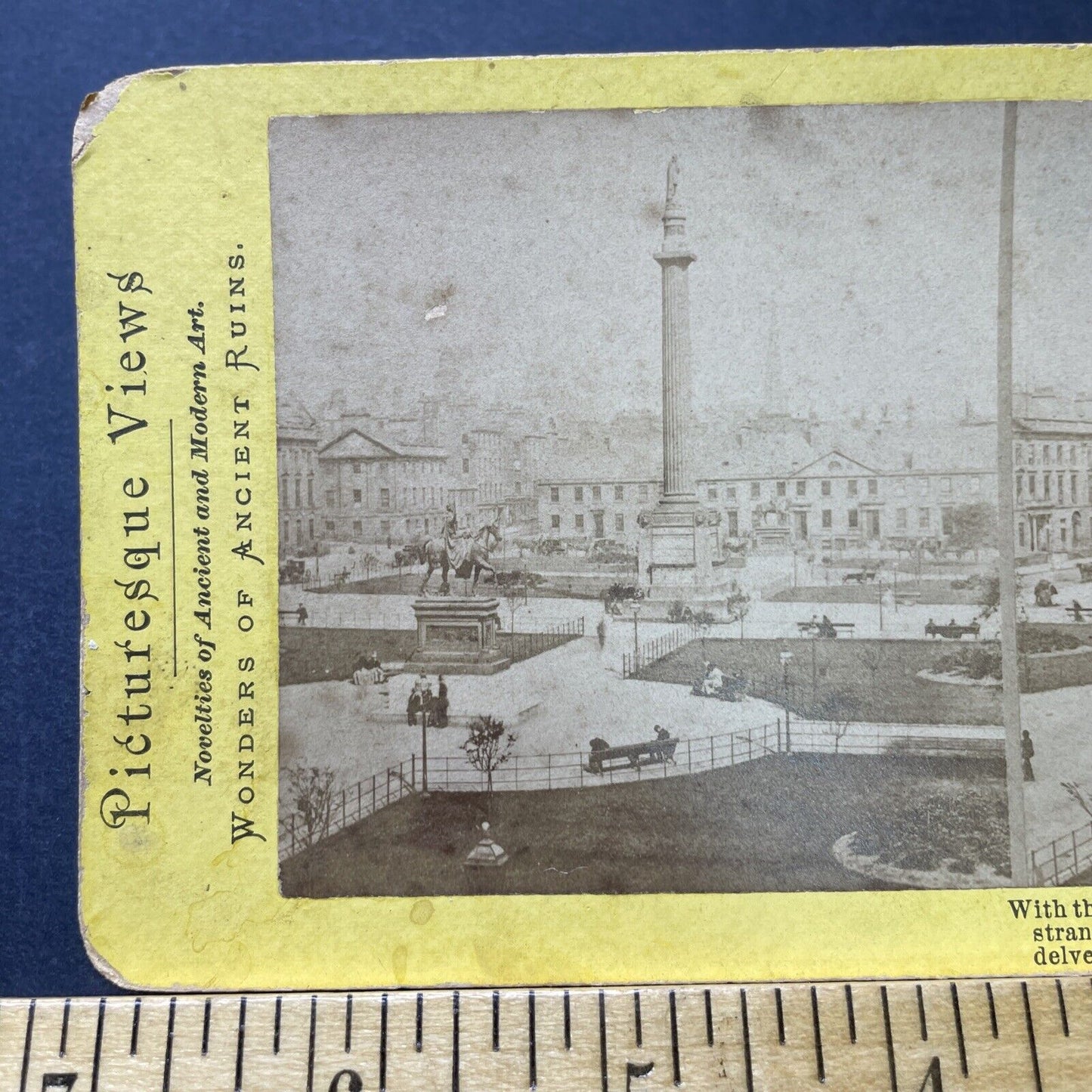 Antique 1880s George Square Glasgow Scotland NAME Stereoview Photo Card P2263