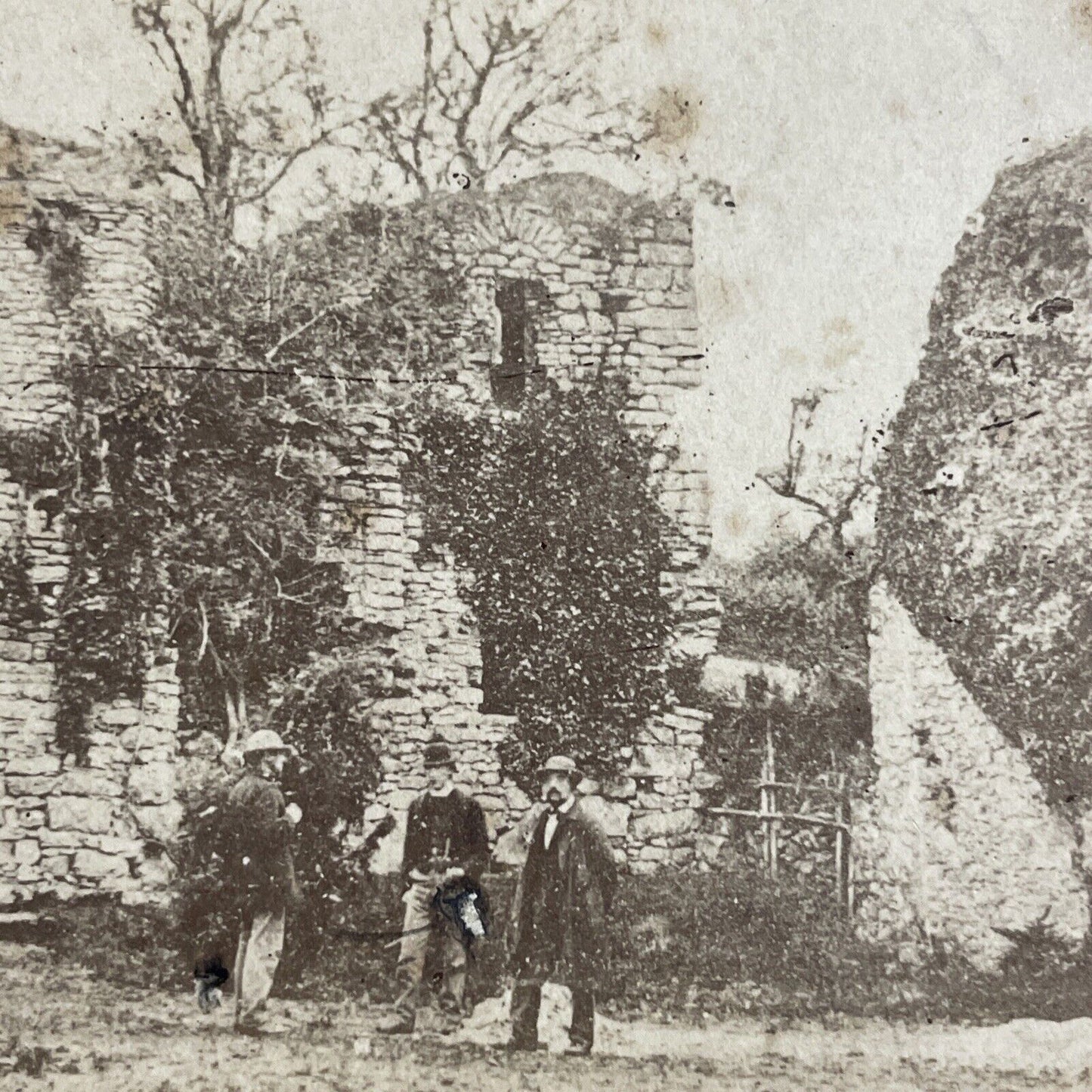 Antique 1870s Devonshire Castle Ruins England Stereoview Photo Card P4542