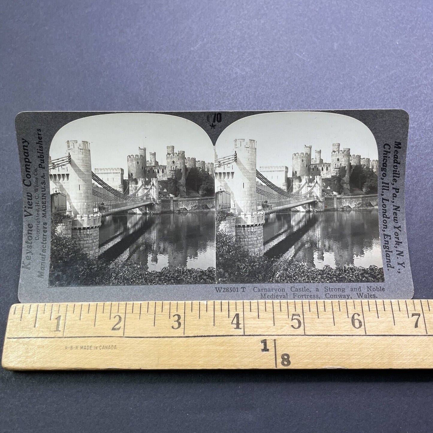 Antique 1910s Carnarvon Castle Conway Wales UK Stereoview Photo Card V3595