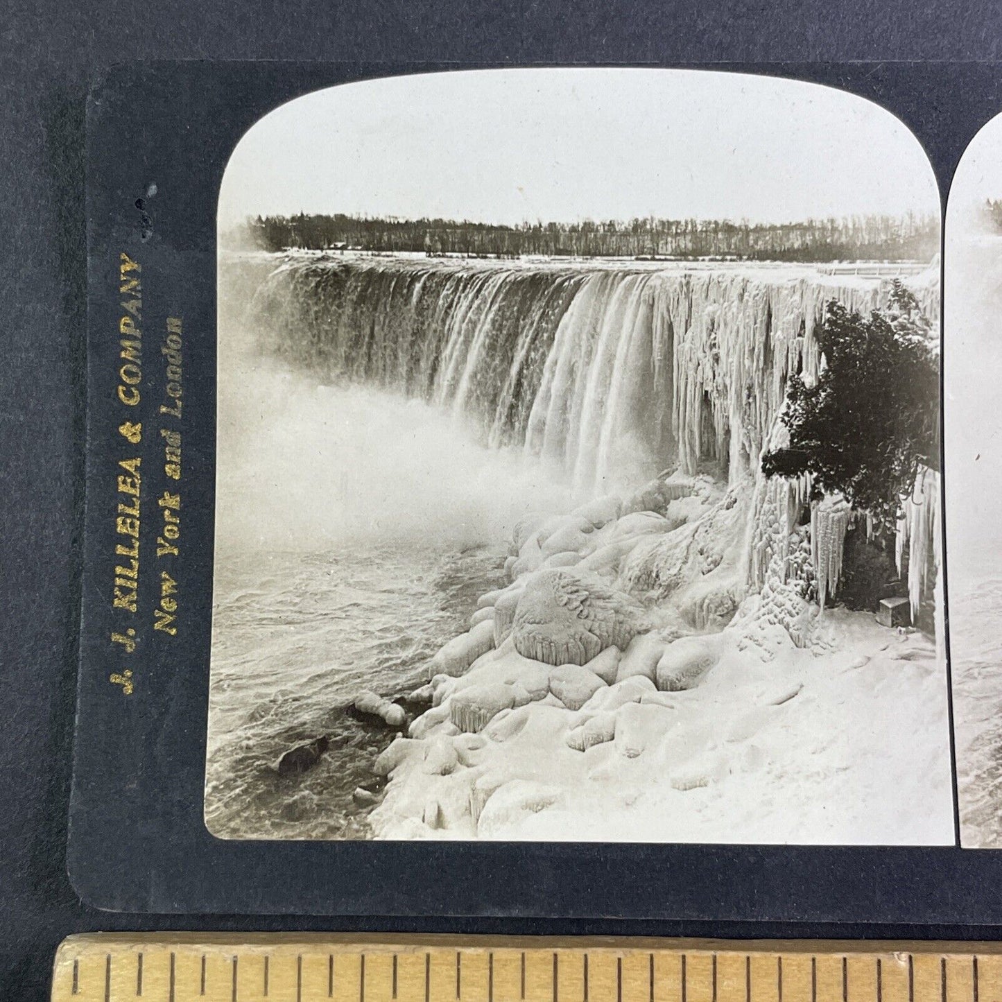 Niagara Falls in Winter Freeze Stereoview H.C. White Antique c1901 Y2574