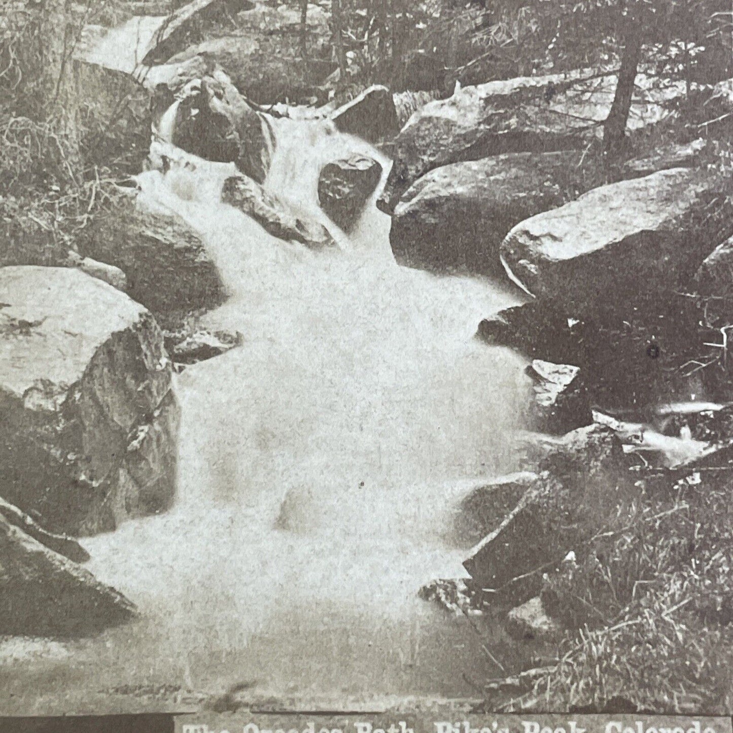 River Run Off Rapids Stereoview Manitou Springs Colorado Antique c1880 X1659