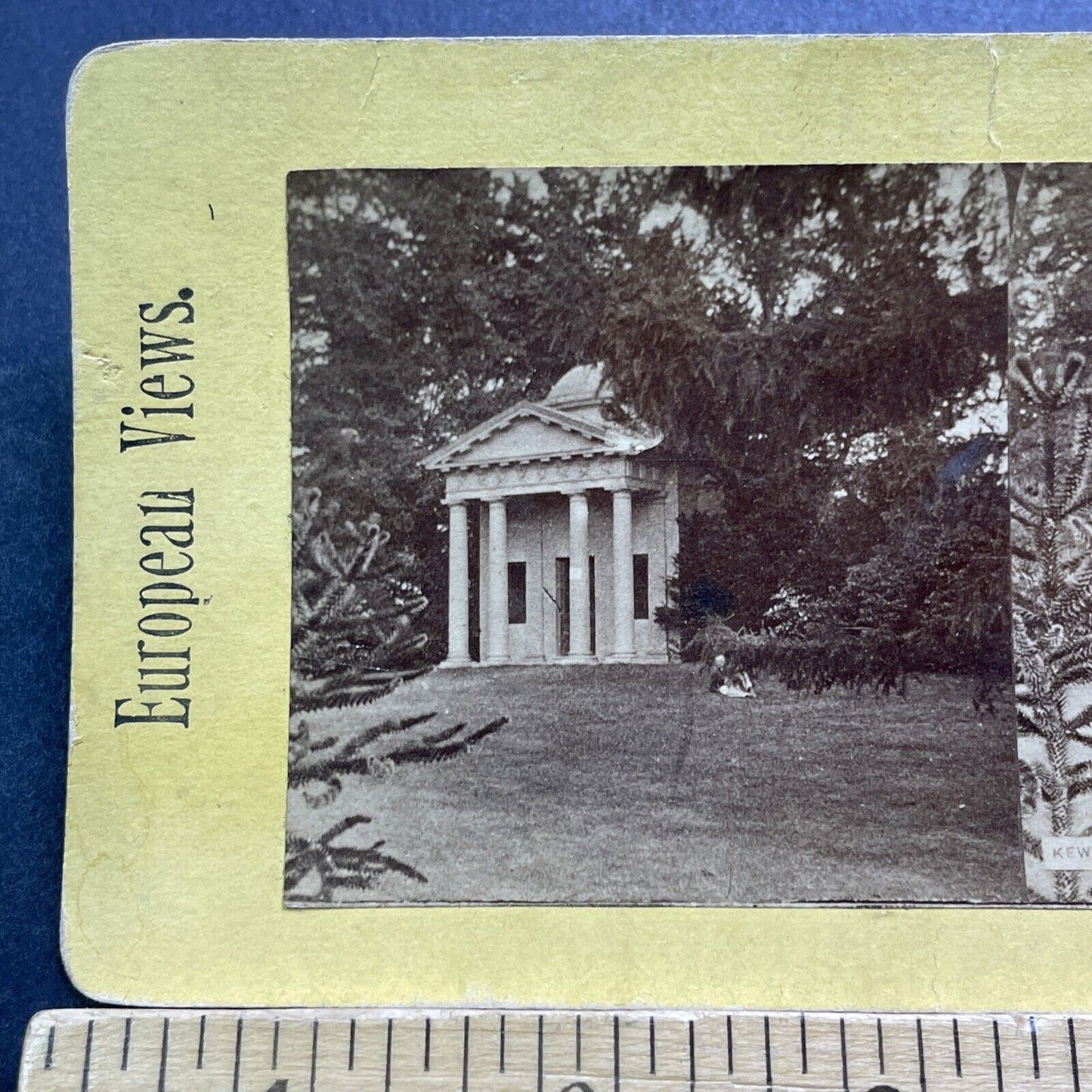 Antique 1870s Temple Of Bellona Kew Gardens England Stereoview Photo Card V3411