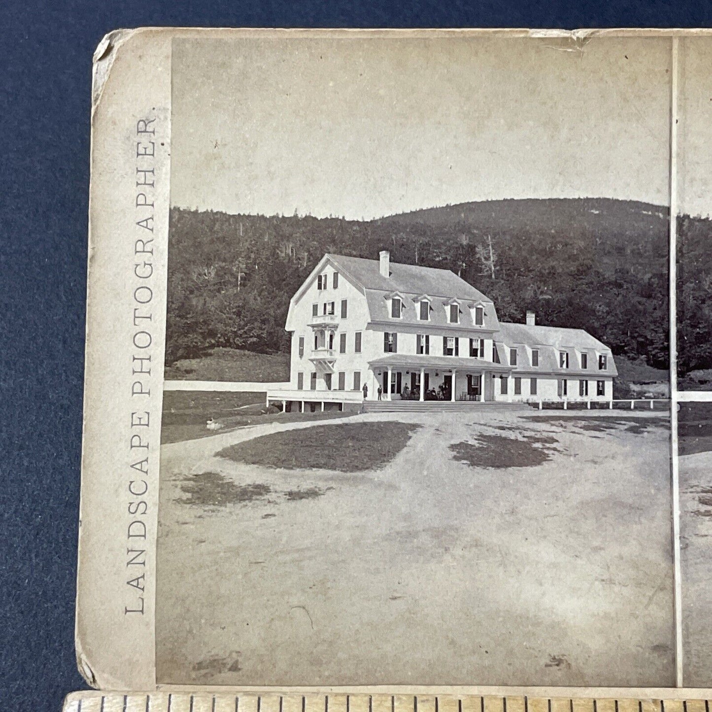 Antique 1870s Flume House Franconia New Hampshire Stereoview Photo Card V1843