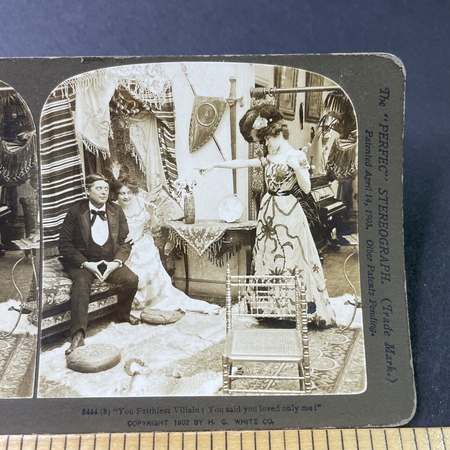 Antique 1903 Wife Catches Husband In A Brothel Stereoview Photo Card P2992