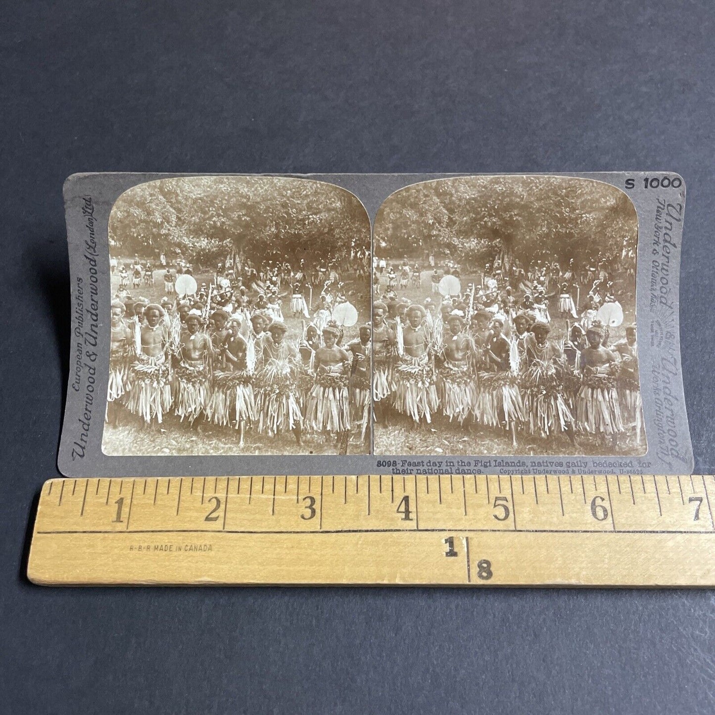 Antique 1890s Native Tribe Fiji Tribesmen Natives Stereoview Photo Card P4217