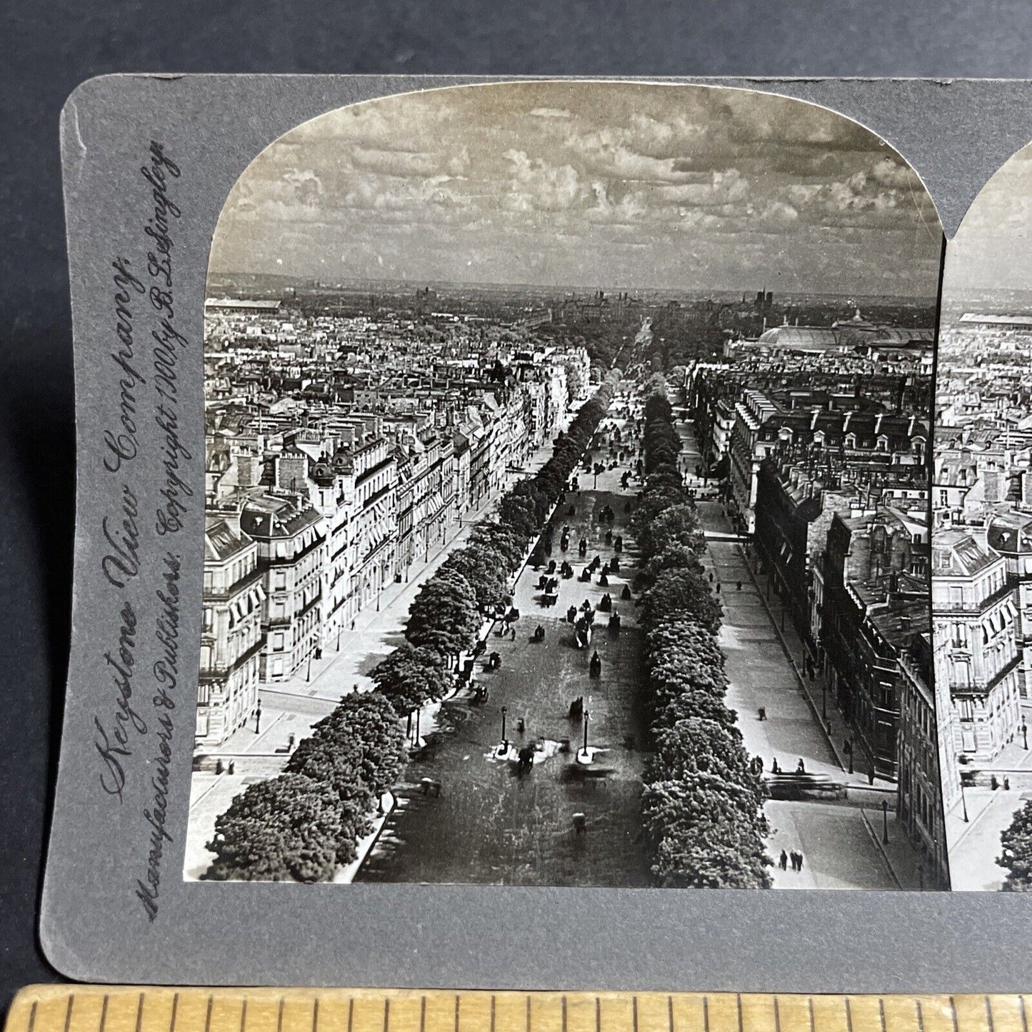 Antique 1900 The Main Street In Paris France Stereoview Photo Card P5138