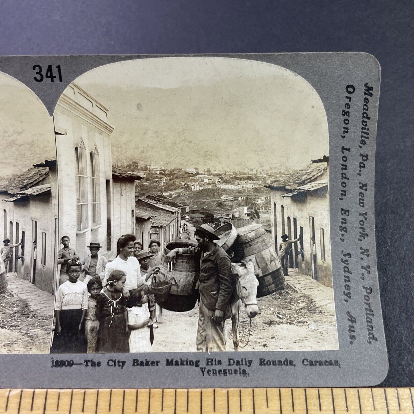 Antique 1910s A Baker Selling Bread In Venezuela Stereoview Photo Card P3724