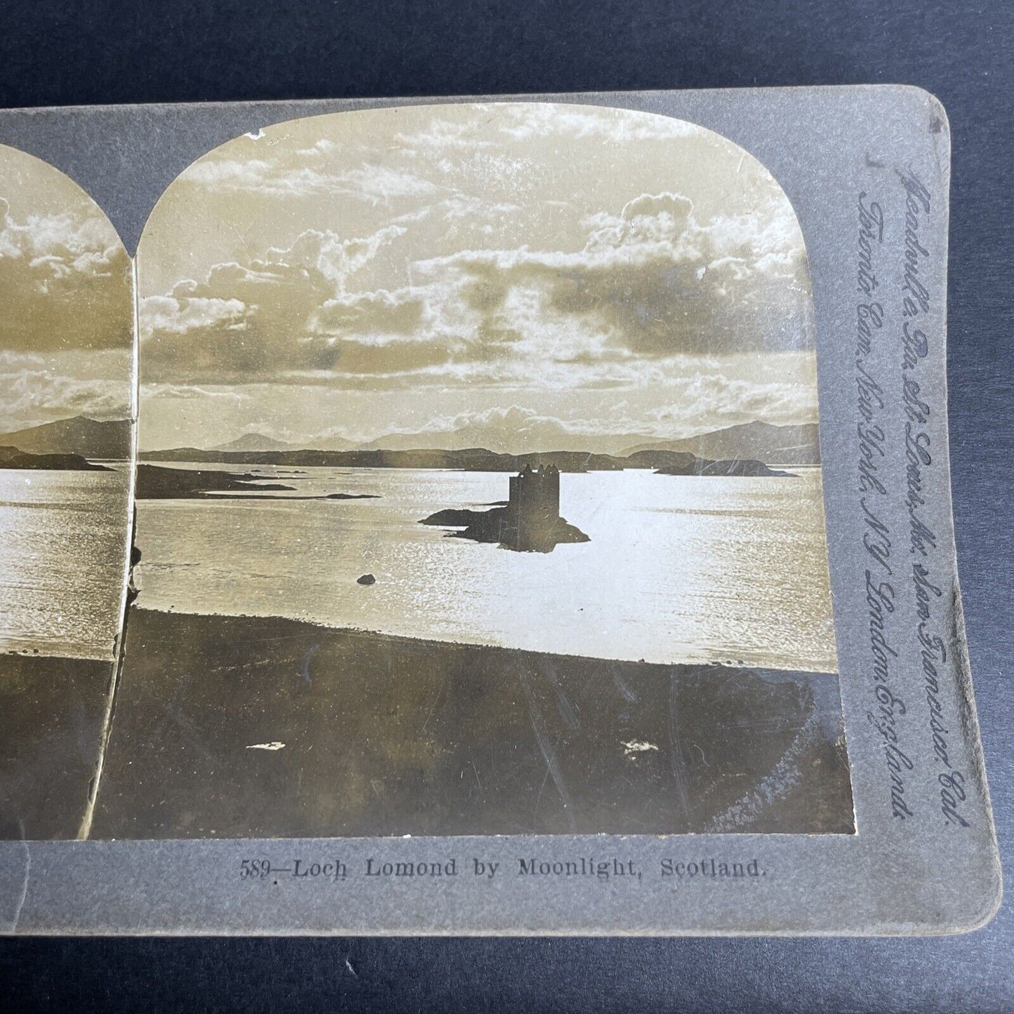 Antique 1902 Loch Lomond Lake  & Vista Scotland Stereoview Photo Card P1050