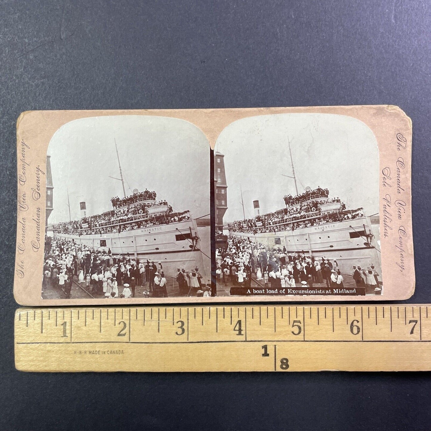 Steamer Majestic in Midland Ontario Canada Stereoview J.W. Bald c1899 Y478