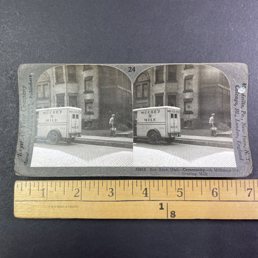 Moore's Milk Dairy Truck Columbus Ohio Stereoview Antique c1920s Y1373