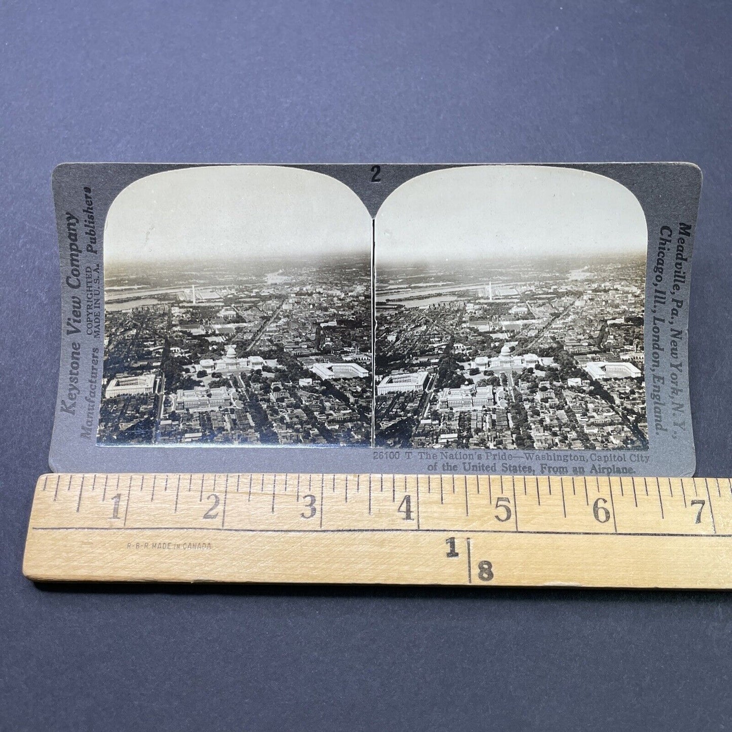 Antique 1920 Washington DC City Aerial View Stereoview Photo Card P2804