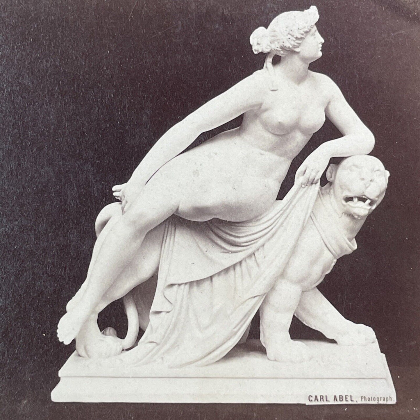 Sculpture of Ariadne (Front View) Stereoview Carl Abel Antique c1860s Y013