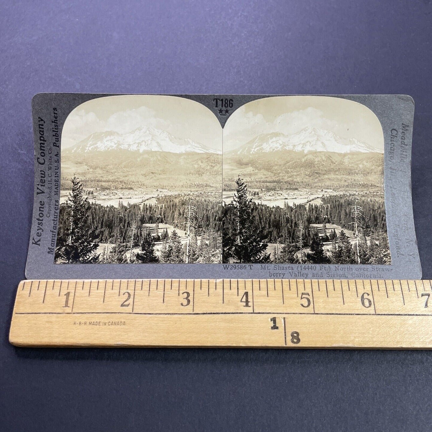 Antique 1909 Mount Shasta Volcano California Stereoview Photo Card P3504