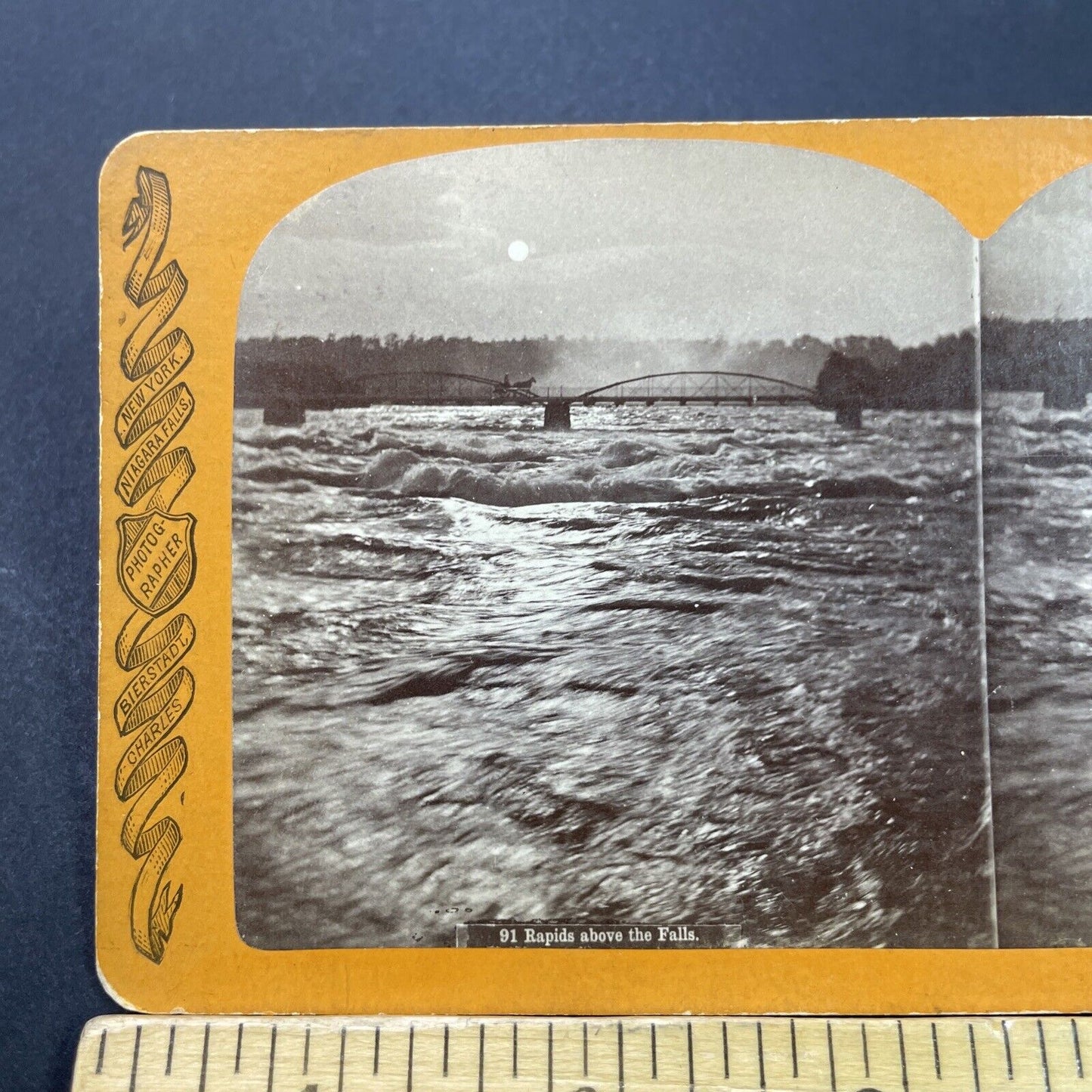 Antique 1870s Niagara Falls Bridge To Luna Island Stereoview Photo Card P3104