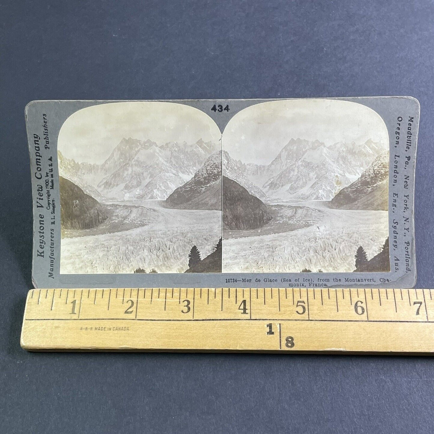 Antique 1900 Chamonix Glacier Mer De Glace France Stereoview Photo Card P2230