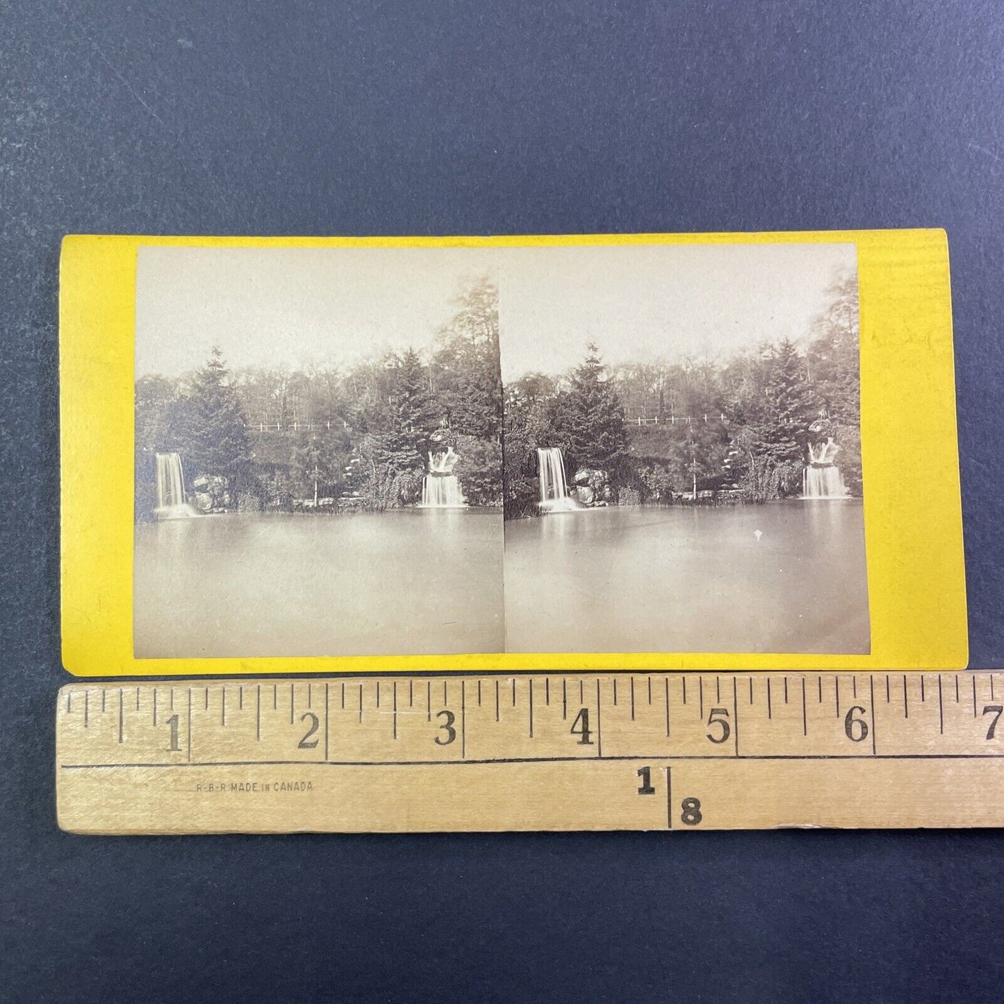 Lake Inferior Waterfall Stereoview Bois de Boulogne Paris Antique c1872 X1860