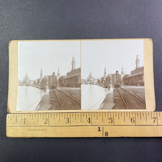 Vertical Boiler Steam Locomotive Train Stereoview Dresden Antique c1870 X2702