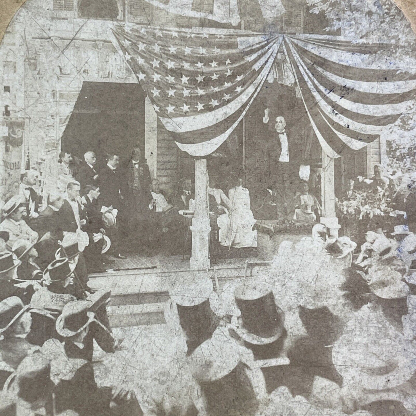President William McKinley Announces Nomination Stereoview Antique c1900 Y1377