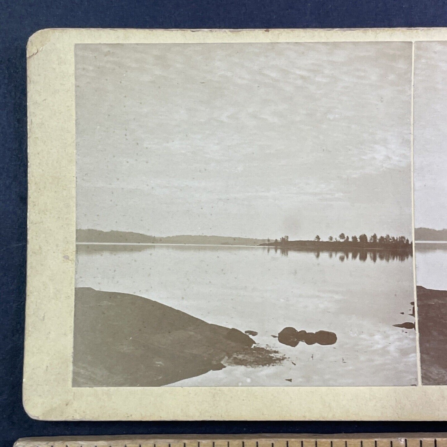 Waterfront Center Harbor New Hampshire Stereoview Antique c1870s Y900