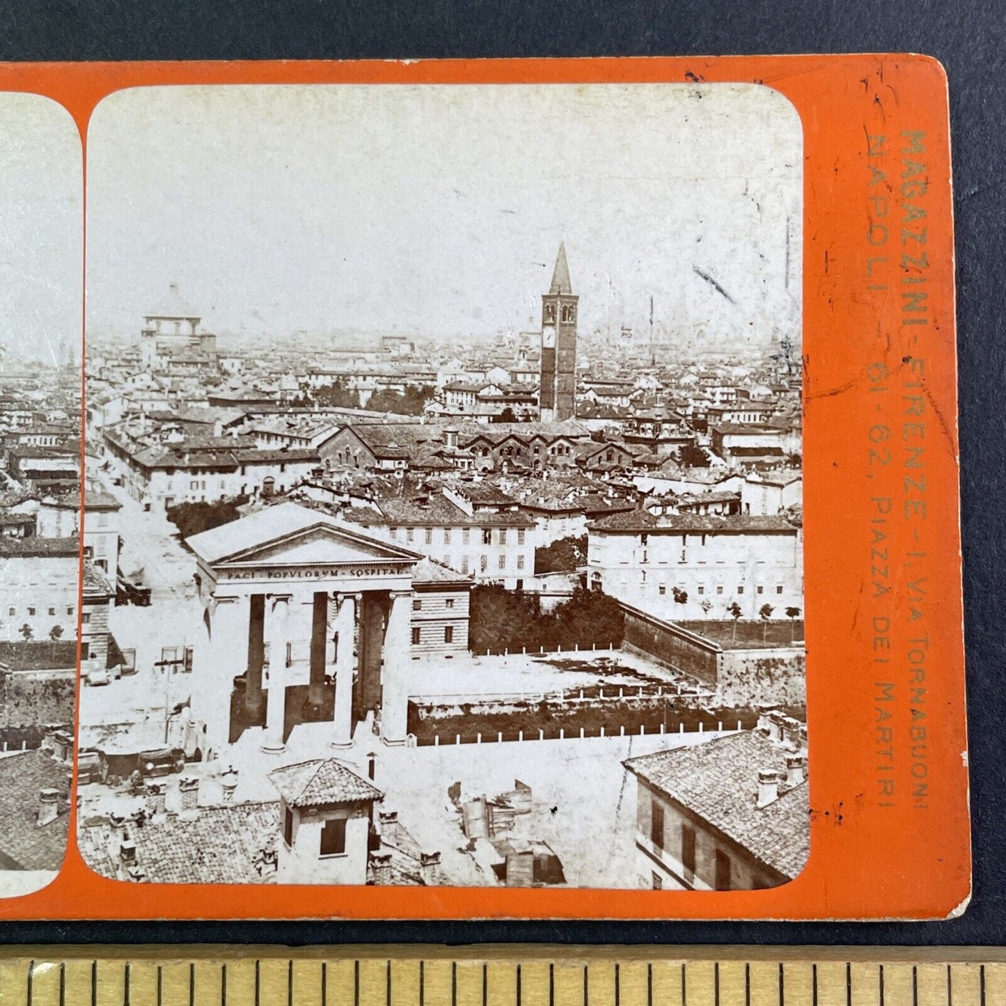 Milan Italy City Panorama Stereoview Giacomo Brogi c1865 Y1414