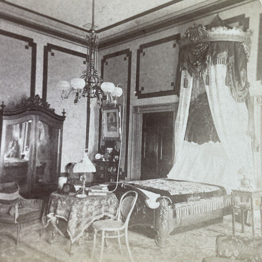 Antique 1890s Presidential Bedroom In The White House Stereoview Photo Card 3818