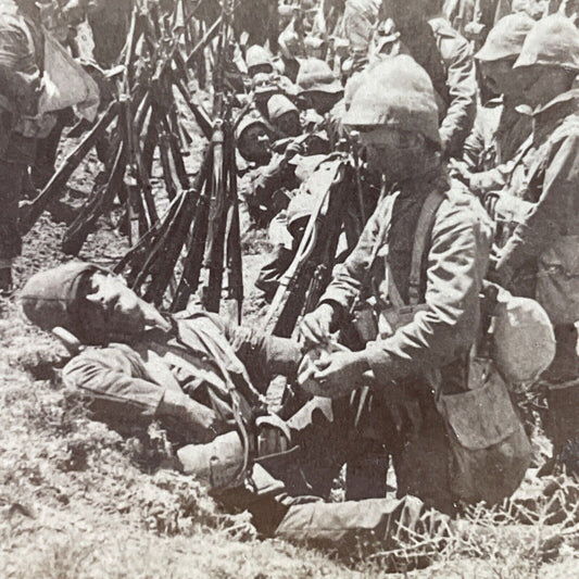 Antique 1900 Many Dead & Injured Boer War Trench Stereoview Photo Card P5574