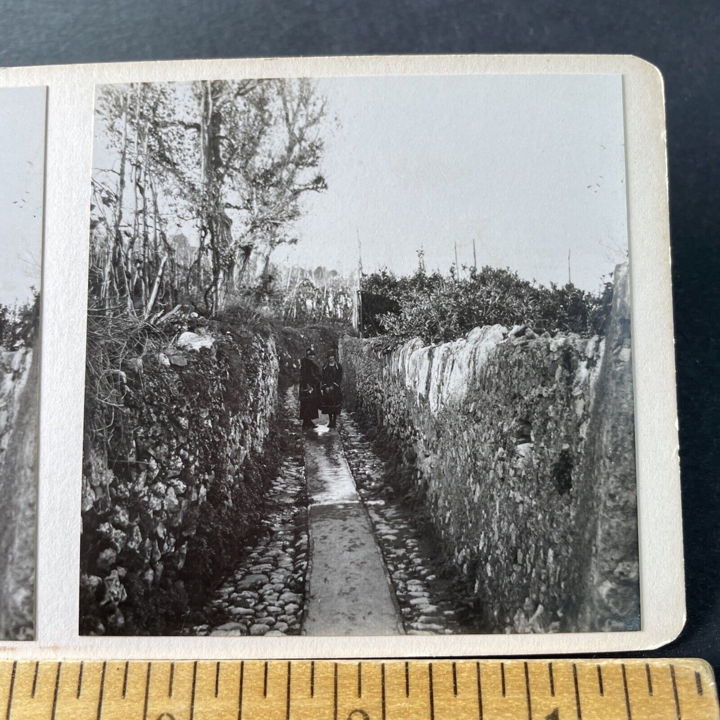 Antique 1925 Old Roman Soldier War Trench Italy OOAK Stereoview Photo Card P3259