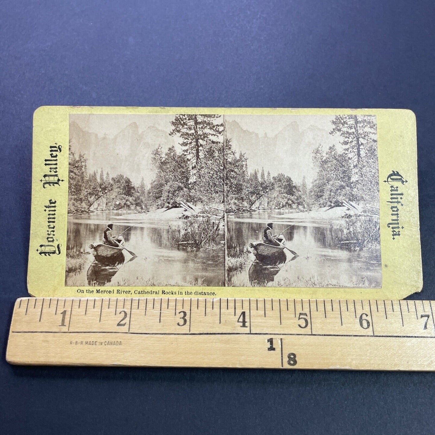 Antique 1870s John Muir Fishing In Yosemite CA Stereoview Photo Card P3528