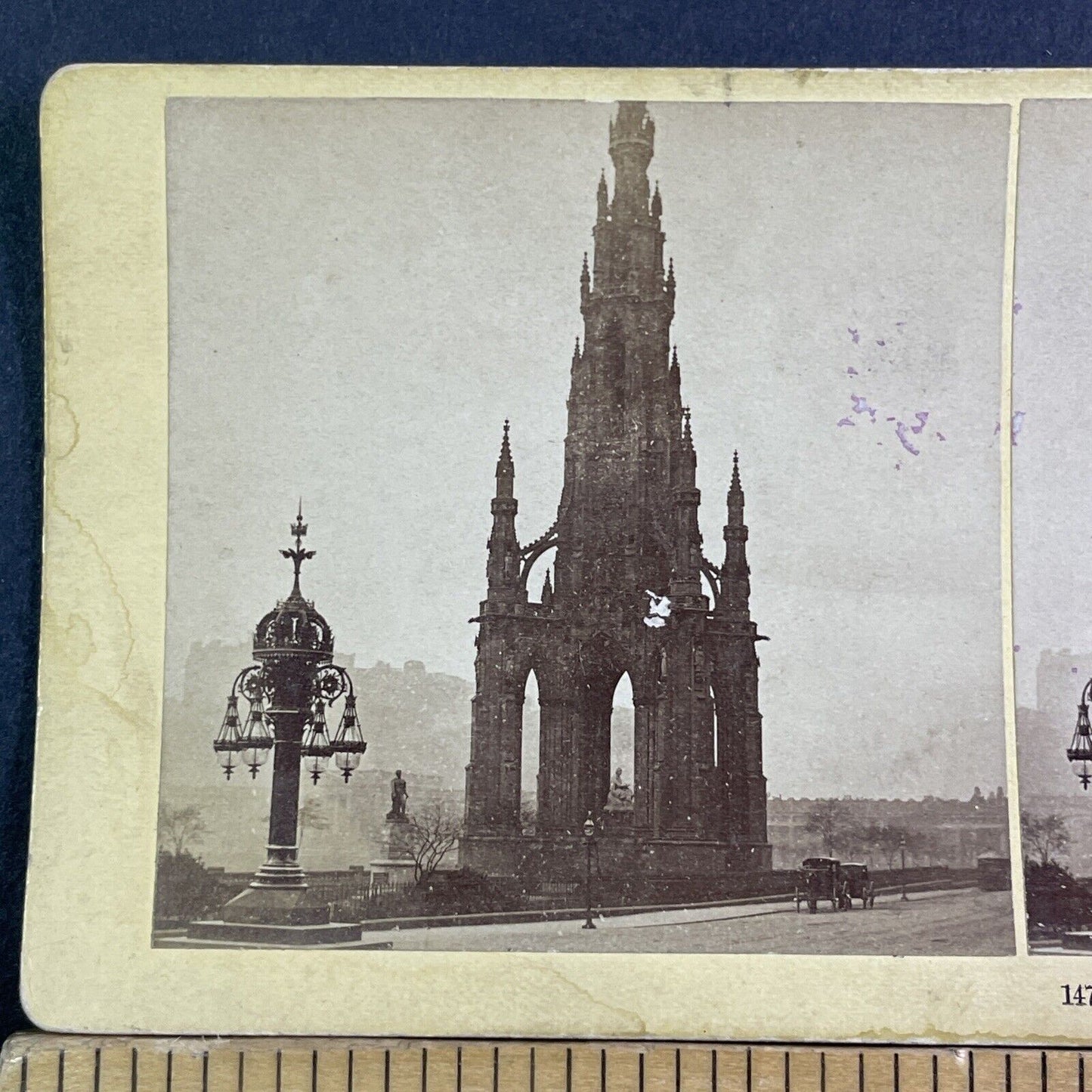 Walter Scott Monument Scotland Stereoview BW Kilburn Antique c1877 X3263