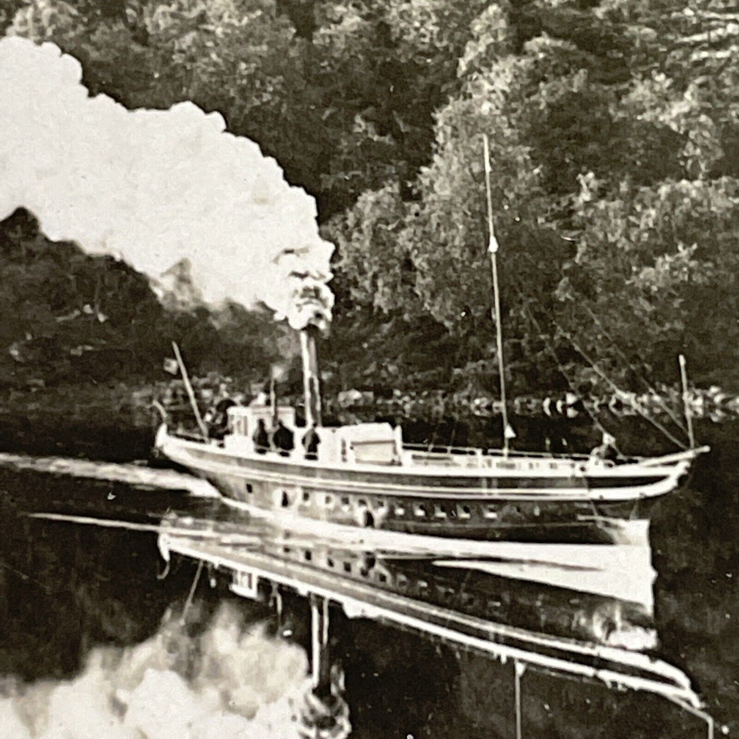 Antique 1909 A Steam Ferry Loch Katrine Scotland Stereoview Photo Card P1576