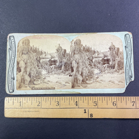 Severe Ice Storm House Damage Stereoview Charles Bierstadt c1870s Y1464