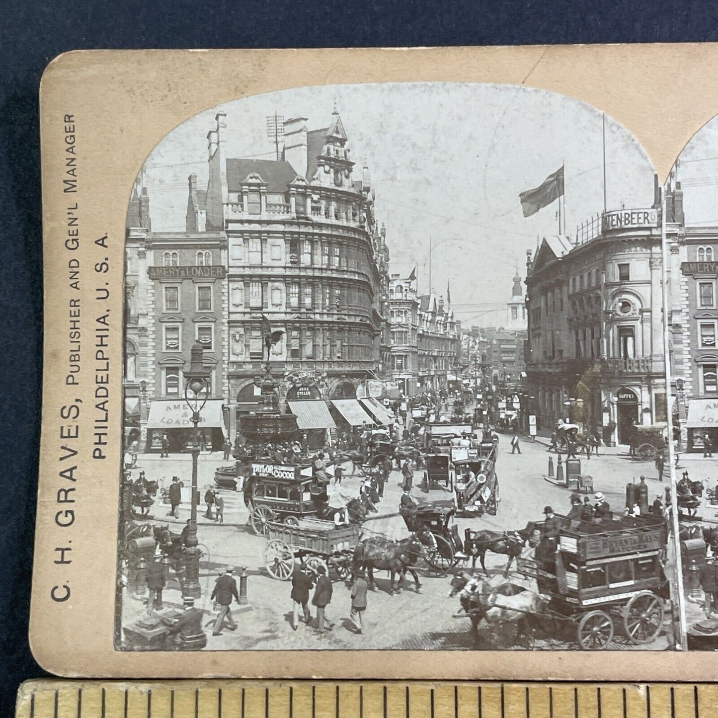 Spaten Beer Pub London England Stereoview Piccadilly Antique c1900 X2846